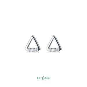 Khuyên Tai Bạc Tam Giác nhỏ đính đá E6443 Le'mare Jewelry LMJ