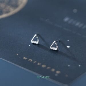 Khuyên Tai Bạc Tam Giác nhỏ đính đá E6443 Le'mare Jewelry LMJ