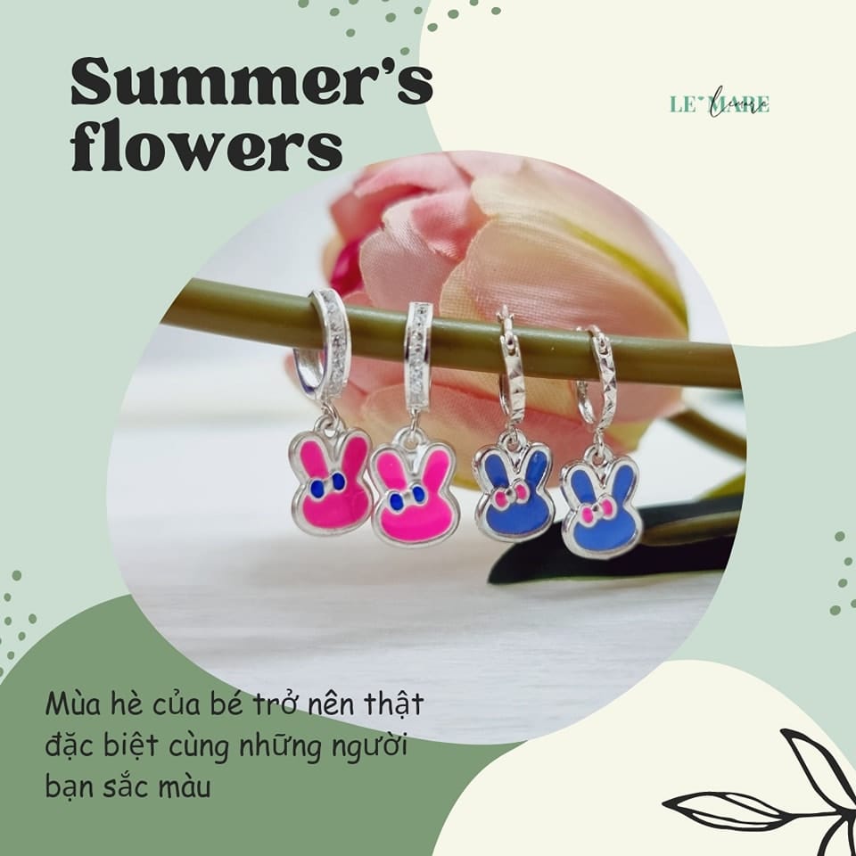 BST Khuyên tai Bạc cho bé yêu - Niềm vui rực rỡ Le'mare Jewelry LMJ