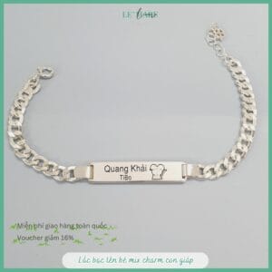 Lắc bạc ta khắc tên cho bé MQ01 (font chữ F1) Le’Mare Jewelry Le'mare Jewelry LMJ