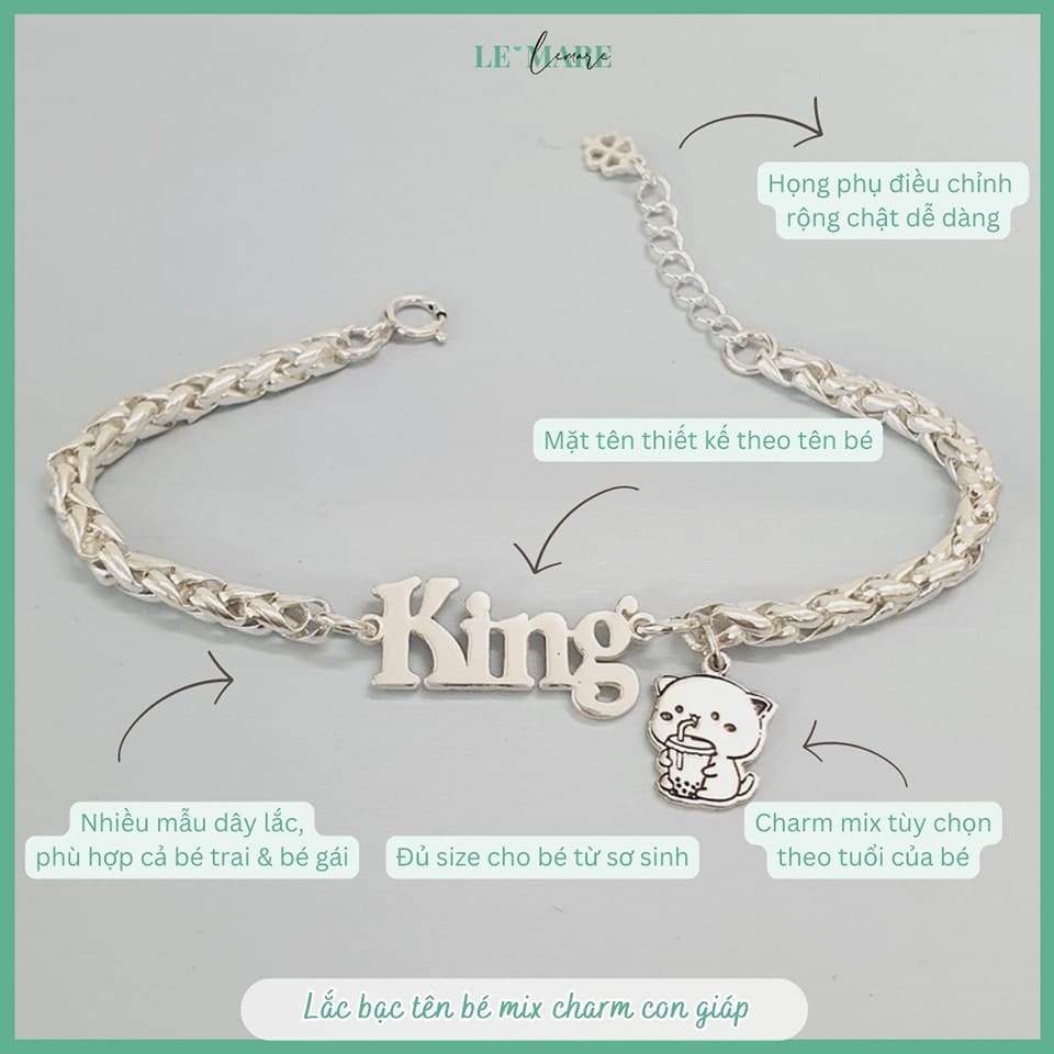 BST Lắc theo tên bé yêu, món quà lưu dấu yêu thương của cha mẹ Le'mare Jewelry LMJ
