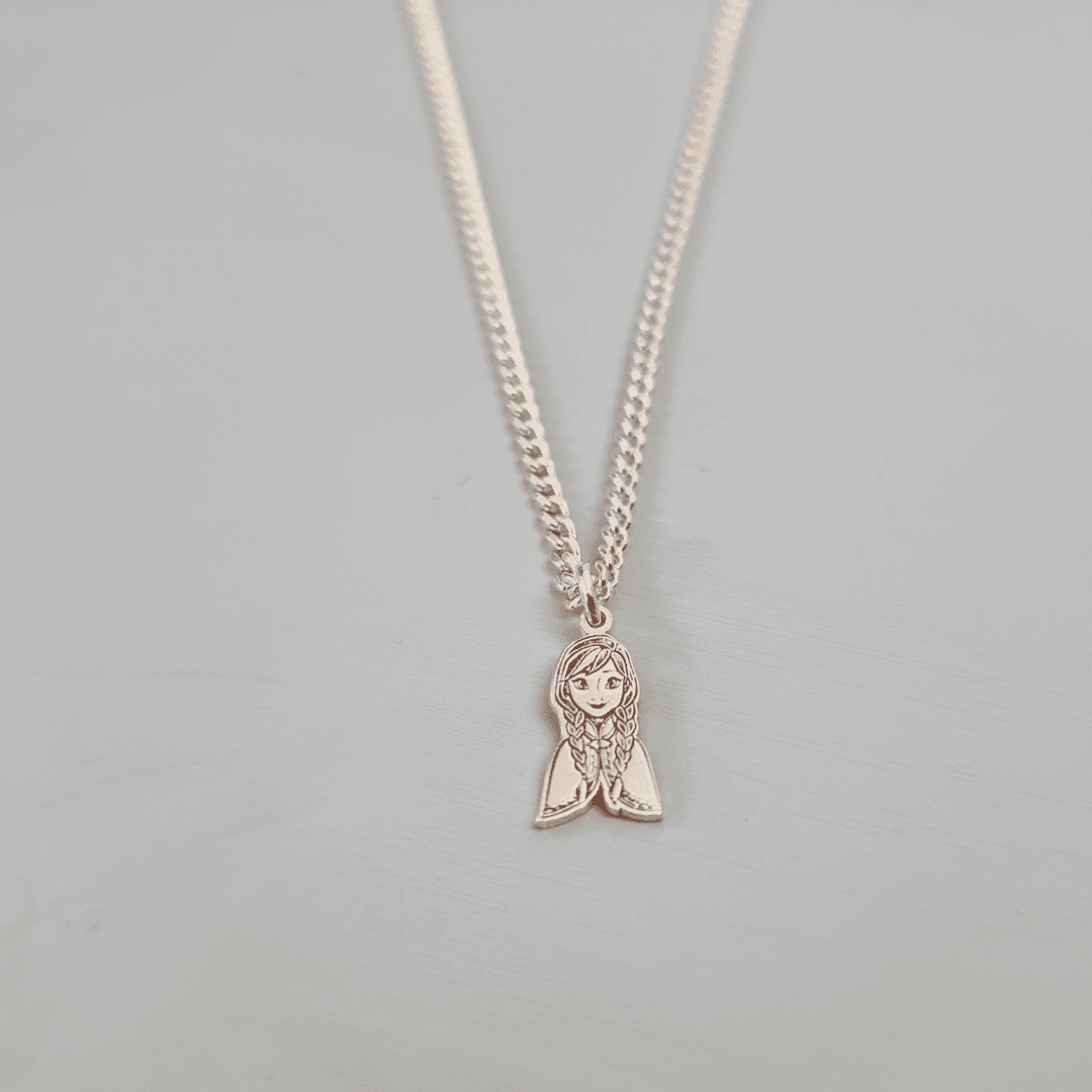 Dây chuyền dẹt nhỏ bạc ta mặt công chúa Anna cho bé gái Le'Mare Jewelry - Dây Chuyền Bạc Trẻ Em Le'mare Jewelry LMJ