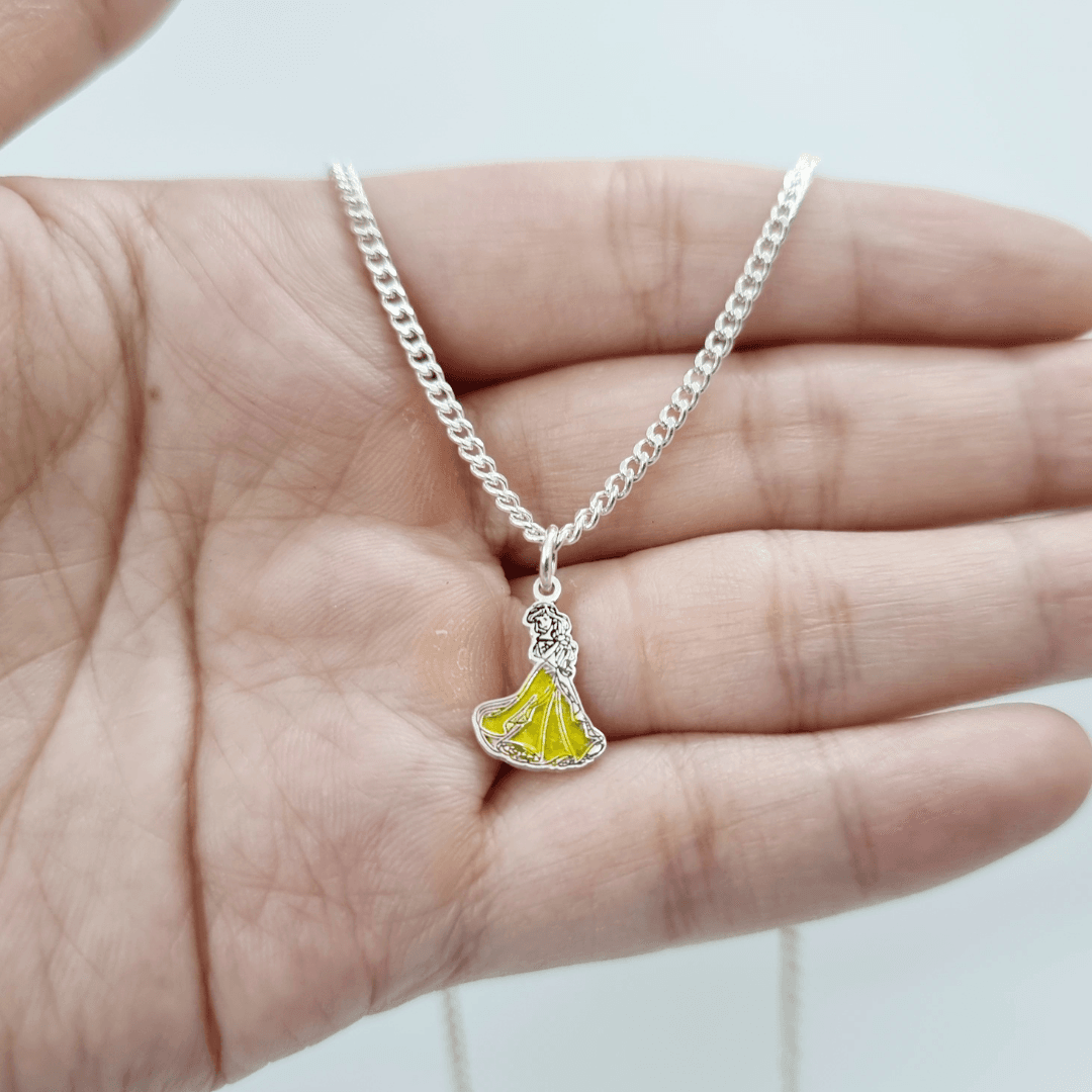 Quà tặng bạc sinh nhật cho bé gái: Dây chuyền dẹt bạc ta mặt công chúa Rapunzel Le'Mare Jewelry - Dây Chuyền Bạc Trẻ Em Le'mare Jewelry LMJ