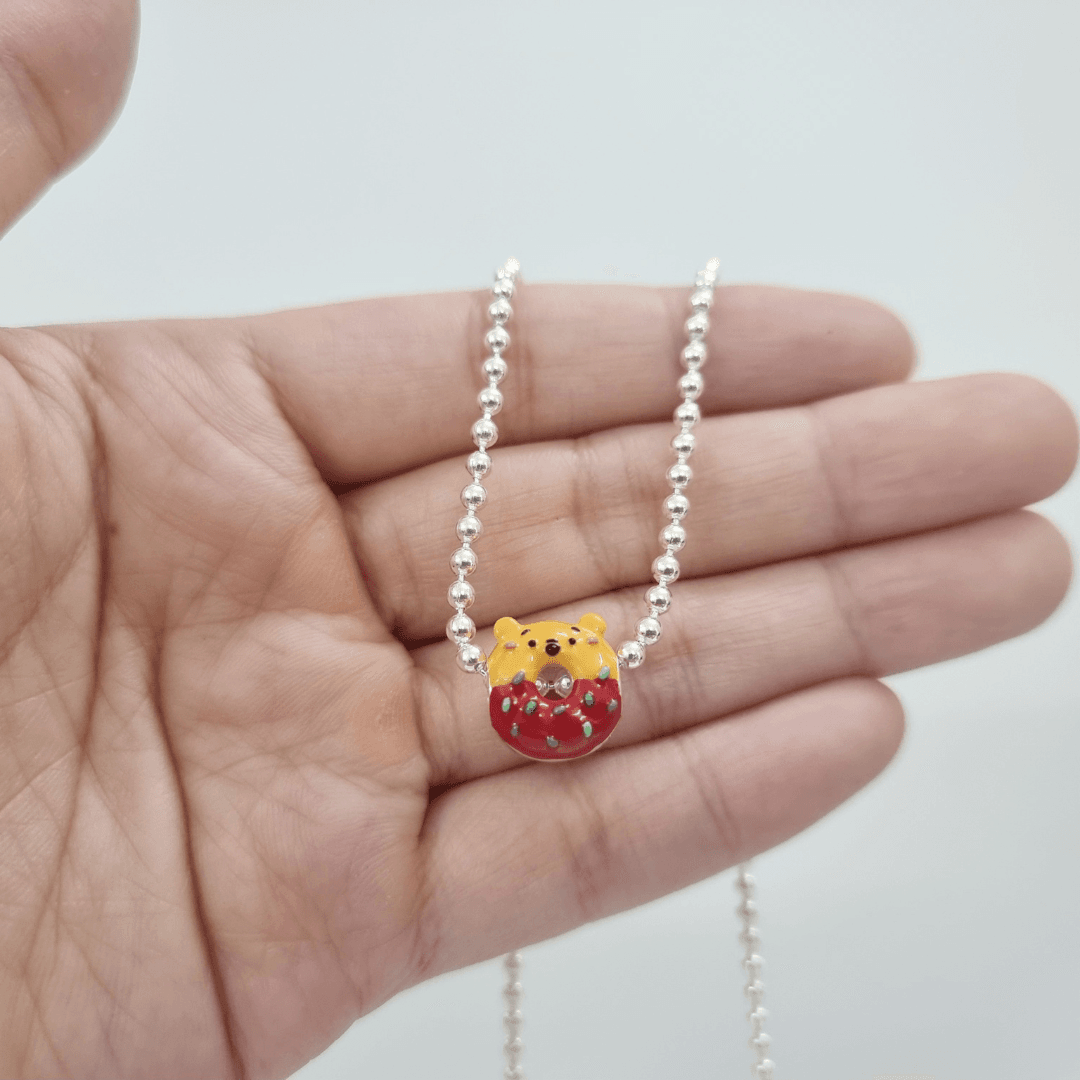 Dây chuyền bi bạc ta mặt bánh donut đáng yêu, độc đáo cho bé Le'Mare Jewelry - Dây Chuyền Bạc Trẻ Em Le'mare Jewelry LMJ