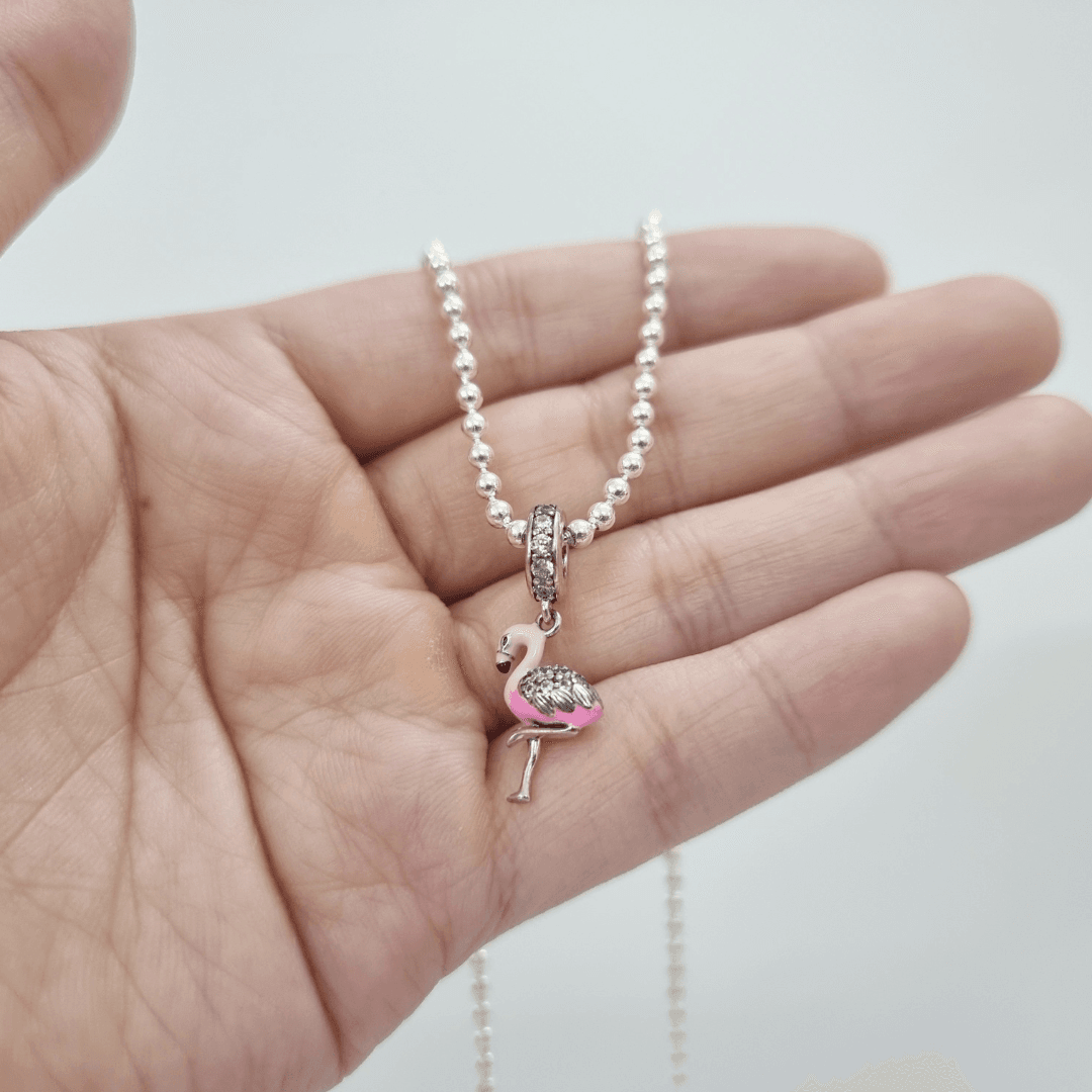 Dây chuyền bi mặt hồng hạc bạc ta - quà tặng xinh xắn cho bé gái Le’Mare Jewelry - Dây Chuyền Bạc Trẻ Em Le'mare Jewelry LMJ