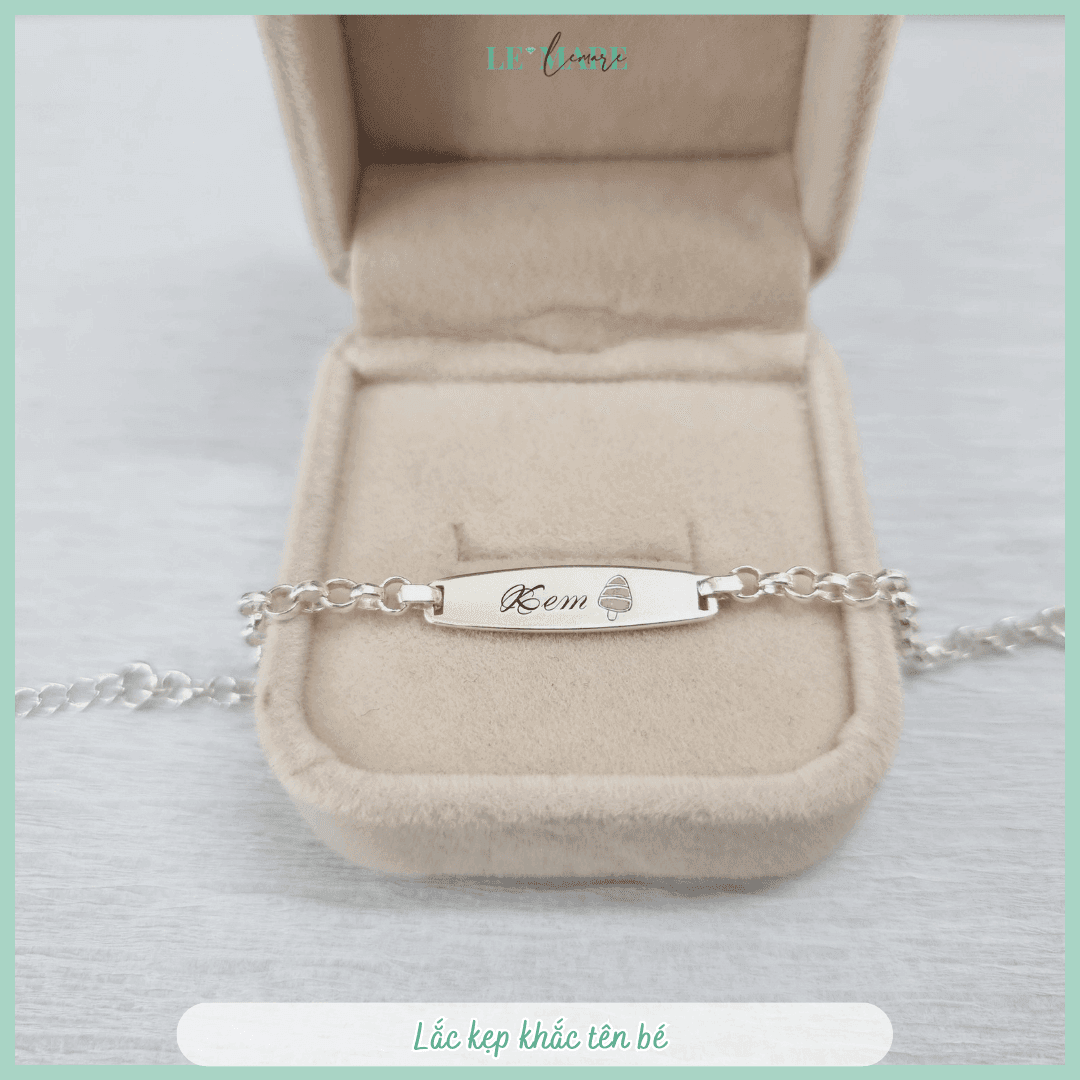 Lắc bạc khắc tên làm quà cho bé: Lắc mo BK01 Le’Mare Jewelry Le'mare Jewelry LMJ
