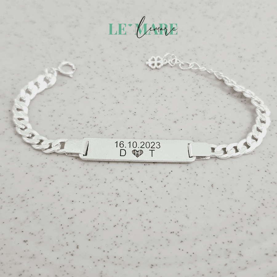 Lắc bạc ta khắc tên cho bé MQ01 (font chữ F1) Le’Mare Jewelry Le'mare Jewelry LMJ