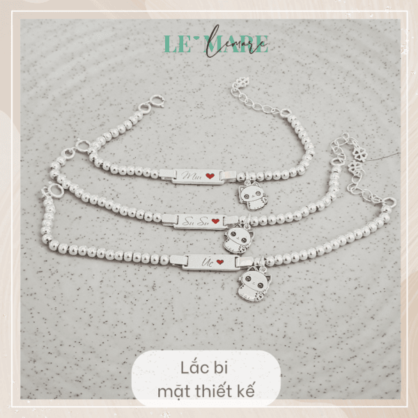 Lắc bạc khắc tên làm quà cho bé: Lắc bi BN04 mix charm thiết kế Le’Mare Jewelry