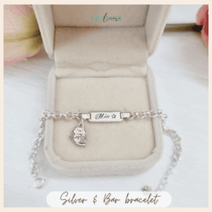 Lắc bạc khắc tên làm quà cho bé: Lắc mo BN04 mix charm rồng Le’Mare Jewelry Le'mare Jewelry LMJ