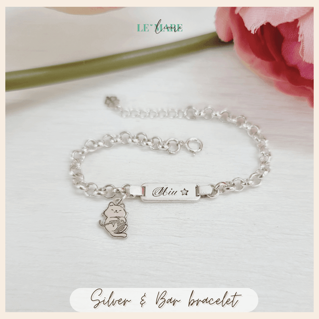 Lắc bạc khắc tên làm quà cho bé: Lắc mo BN04 mix charm rồng Le’Mare Jewelry Le'mare Jewelry LMJ