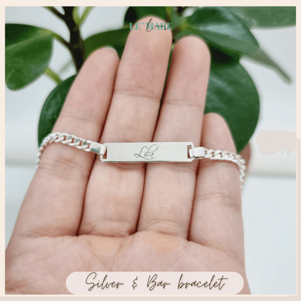 Lắc bạc ta khắc tên cho bé MQ04 (font chữ F7) Le’Mare Jewelry