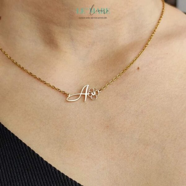 Letter Birth Flower Necklace, Birth Month Initial Pendant • Dây chuyền Chữ cái hoa tháng sinh LMJ - Ảnh 7