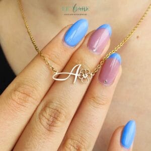 Letter Birth Flower Necklace, Birth Month Initial Pendant • Dây chuyền Chữ cái hoa tháng sinh LMJ Le'mare Jewelry LMJ