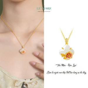 Dây Chuyền Bạc Nữ Ngọc Hoà Điền Cỏ Bốn Lá, Hoạ Tiết 24 Loài Hoa Tượng Trưng Cho Khí Chất Người Phụ Nữ BNDC57 Le'mare Jewelry LMJ