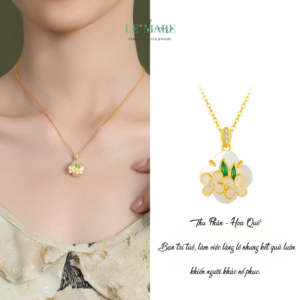 Dây Chuyền Bạc Nữ Ngọc Hoà Điền Cỏ Bốn Lá, Hoạ Tiết 24 Loài Hoa Tượng Trưng Cho Khí Chất Người Phụ Nữ BNDC57 Le'mare Jewelry LMJ
