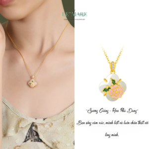 Dây Chuyền Bạc Nữ Ngọc Hoà Điền Cỏ Bốn Lá, Hoạ Tiết 24 Loài Hoa Tượng Trưng Cho Khí Chất Người Phụ Nữ BNDC57 Le'mare Jewelry LMJ