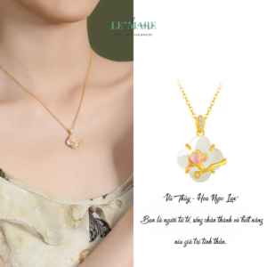 Dây Chuyền Bạc Nữ Ngọc Hoà Điền Cỏ Bốn Lá, Hoạ Tiết 24 Loài Hoa Tượng Trưng Cho Khí Chất Người Phụ Nữ BNDC57 Le'mare Jewelry LMJ