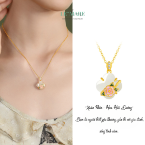 Dây Chuyền Bạc Nữ Ngọc Hoà Điền Cỏ Bốn Lá, Hoạ Tiết 24 Loài Hoa Tượng Trưng Cho Khí Chất Người Phụ Nữ BNDC57 Le'mare Jewelry LMJ