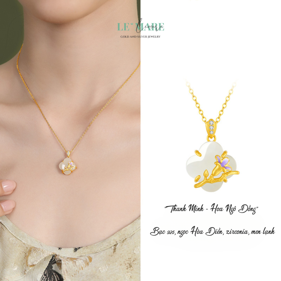 Dây Chuyền Ngọc Hoà Điền May Mắn Bọc Bạc – 24 Loài Hoa Tượng Trưng Cho Tính Cách Của Bạn Le'mare Jewelry LMJ