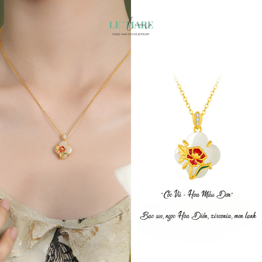 Dây Chuyền Ngọc Hoà Điền May Mắn Bọc Bạc – 24 Loài Hoa Tượng Trưng Cho Tính Cách Của Bạn Le'mare Jewelry LMJ