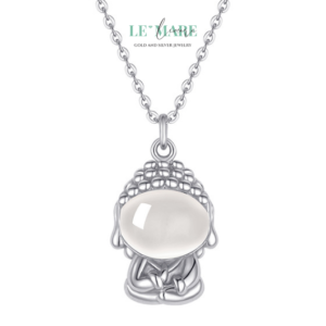 Dây Chuyền Bạc Ngọc Hoà Điền – Phật Trong Tâm BNDC27 Le'mare Jewelry LMJ
