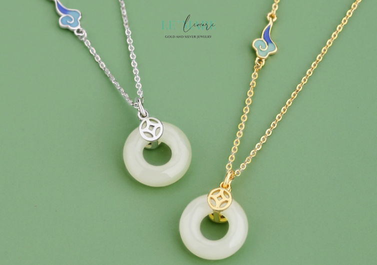 Dây Chuyền Ngọc Bích Kim Luân – Vũ điệu của tài lộc, xoay tròn giữa ngực áo BNDC42 Le'mare Jewelry LMJ