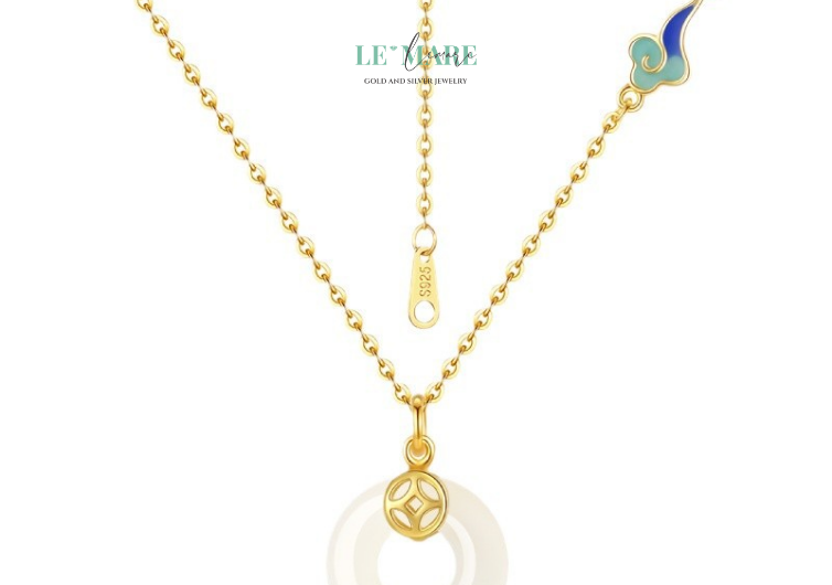 Dây Chuyền Ngọc Bích Kim Luân – Vũ điệu của tài lộc, xoay tròn giữa ngực áo BNDC42 Le'mare Jewelry LMJ