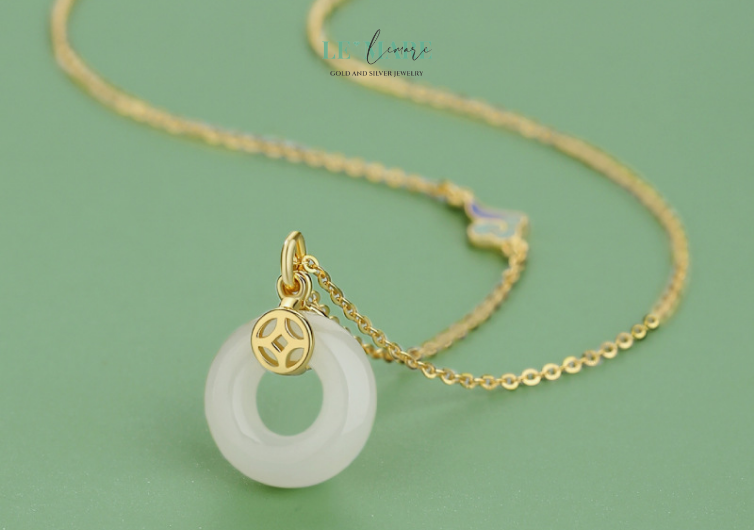 Dây Chuyền Ngọc Bích Kim Luân – Vũ điệu của tài lộc, xoay tròn giữa ngực áo BNDC42 Le'mare Jewelry LMJ
