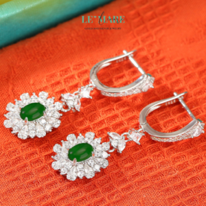 Khuyên tai Ngọc Bích bọc Bạc S999 BNKT01 Le'mare Jewelry LMJ