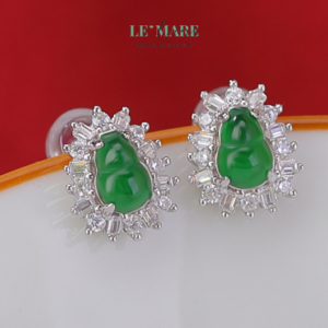 Khuyên tai Ngọc Bích nữ BNKT03 Le'mare Jewelry LMJ
