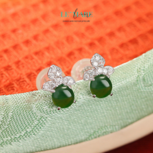 Khuyên tai Ngọc Bích nữ BNKT05 Le'mare Jewelry LMJ
