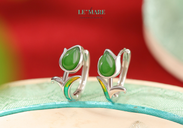 Khuyên tai Ngọc Bích nữ BNKT07