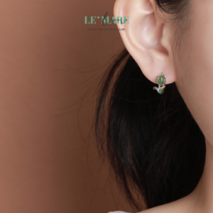 Khuyên tai Ngọc Bích nữ BNKT07 Le'mare Jewelry LMJ