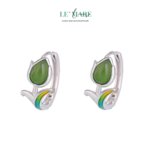 Khuyên tai Ngọc Bích nữ BNKT07 Le'mare Jewelry LMJ