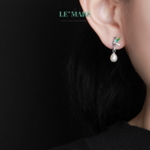 Khuyên tai Ngọc Bích nữ BNKT08 Le'mare Jewelry LMJ