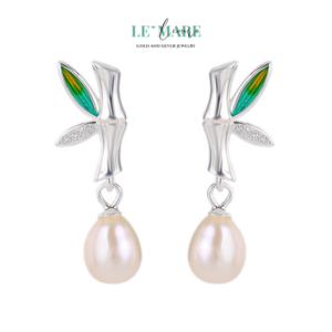 Khuyên tai Ngọc Bích nữ BNKT08 Le'mare Jewelry LMJ