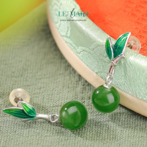 Khuyên tai Ngọc Bích bọc Bạc S999 BNKT10 Le'mare Jewelry LMJ