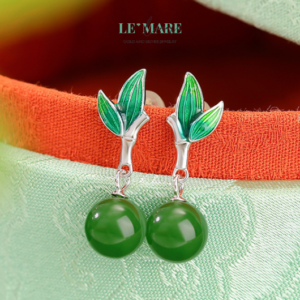 Khuyên tai Ngọc Bích bọc Bạc S999 BNKT10 Le'mare Jewelry LMJ