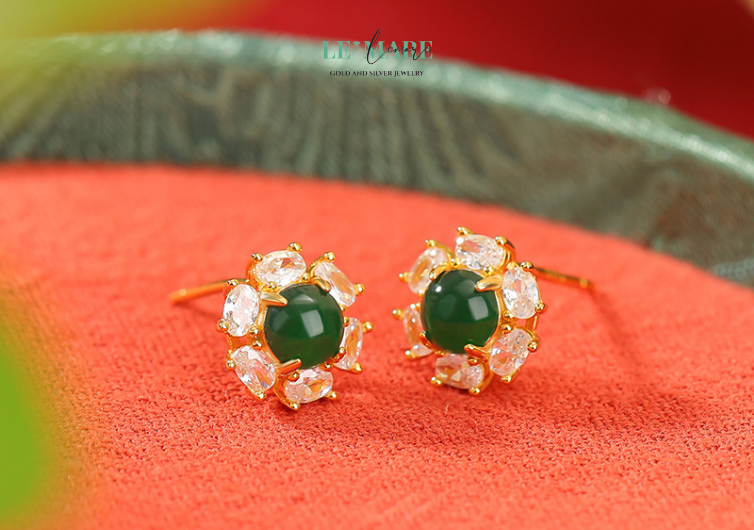 Khuyên tai Ngọc Bích nữ BNKT12 Khuyên tai Ngọc Bích  nữ  BNKT12 - Ảnh 5