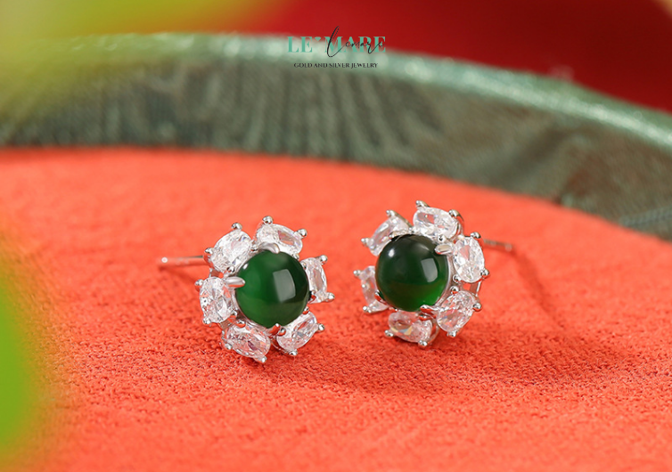 Khuyên tai Ngọc Bích nữ BNKT12 Khuyên tai Ngọc Bích  nữ  BNKT12 - Ảnh 6