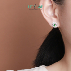 Khuyên tai Ngọc Bích nữ BNKT21 Le'mare Jewelry LMJ