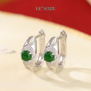 Khuyên tai Ngọc Bích nữ BNKT22 Le'mare Jewelry LMJ