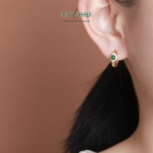 Khuyên tai Ngọc Bích nữ BNKT22 Le'mare Jewelry LMJ