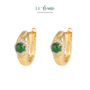 Khuyên tai Ngọc Bích nữ BNKT22 Le'mare Jewelry LMJ