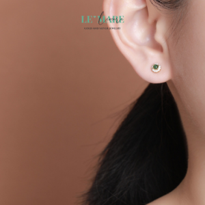 Khuyên tai Ngọc Bích nữ BNKT24 Le'mare Jewelry LMJ