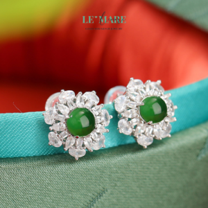 Khuyên tai Ngọc Bích nữ BNKT26 Le'mare Jewelry LMJ