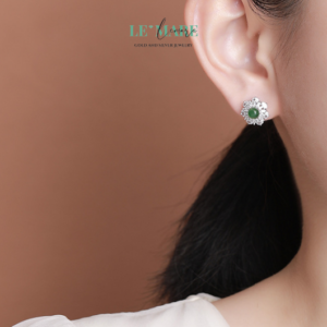Khuyên tai Ngọc Bích nữ BNKT26 Le'mare Jewelry LMJ