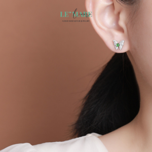 Khuyên tai Ngọc Bích nữ BNKT27 Le'mare Jewelry LMJ