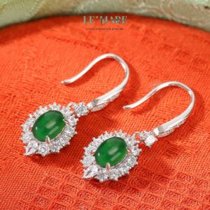 Khuyên tai Ngọc Bích nữ BNKT28 Le'mare Jewelry LMJ