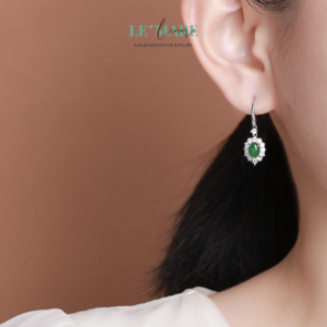 Khuyên tai Ngọc Bích nữ BNKT28 Le'mare Jewelry LMJ